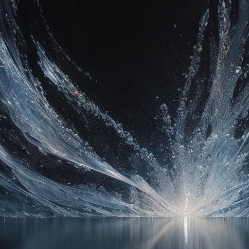 Glowing Pearl on Rippled Mirror as Oil Painting