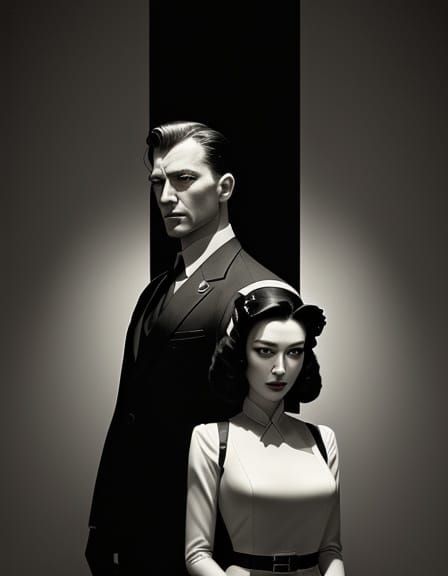 Vintage Spy Family Noir Portrait