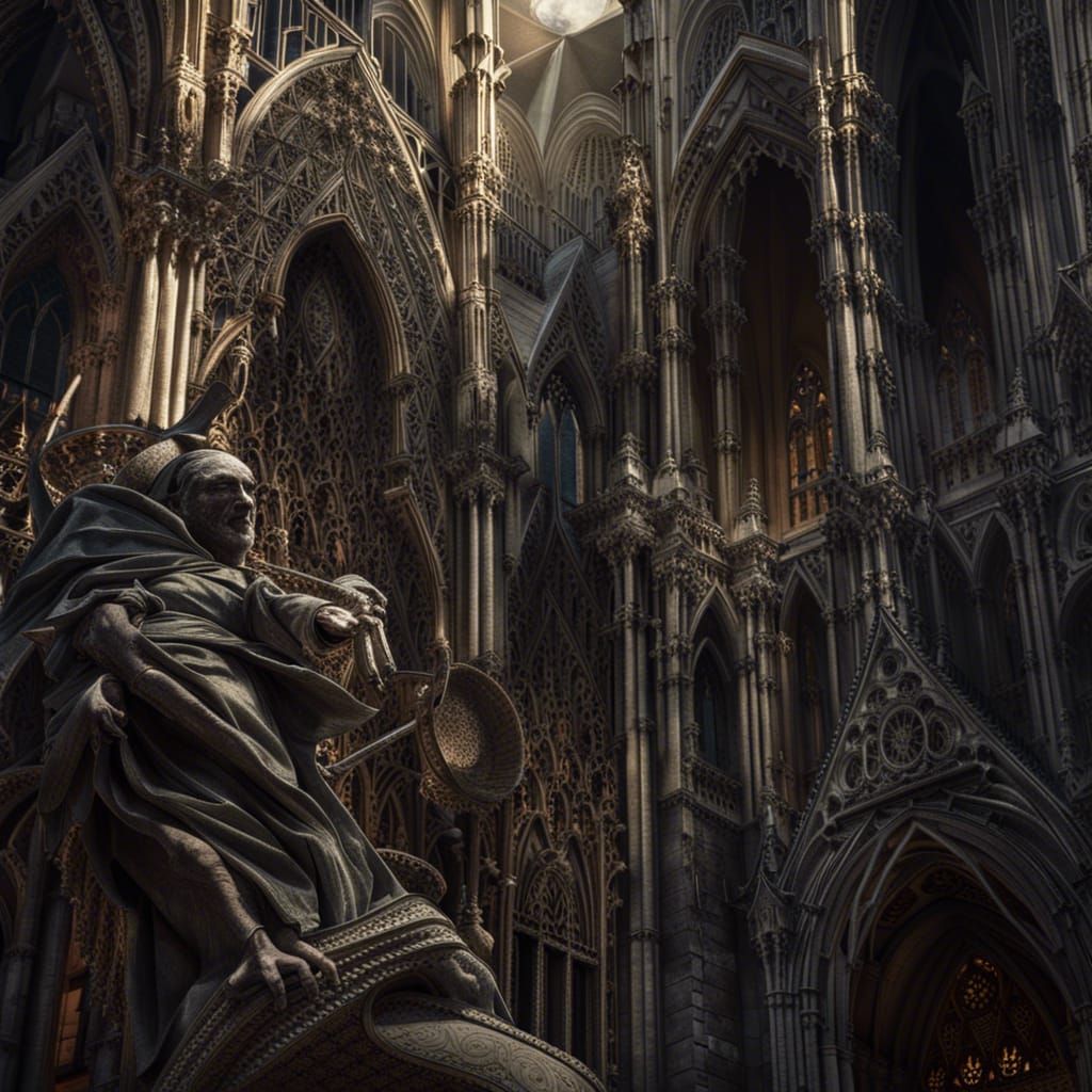 Grand Gothic Cathedral with Soaring Spires