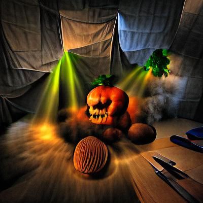 Eerie Halloween Pumpkin with Volumetric Lighting