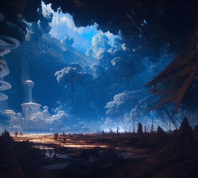 Spectacular Atrium Overlooking Earth in Hyperdetailed Painti...