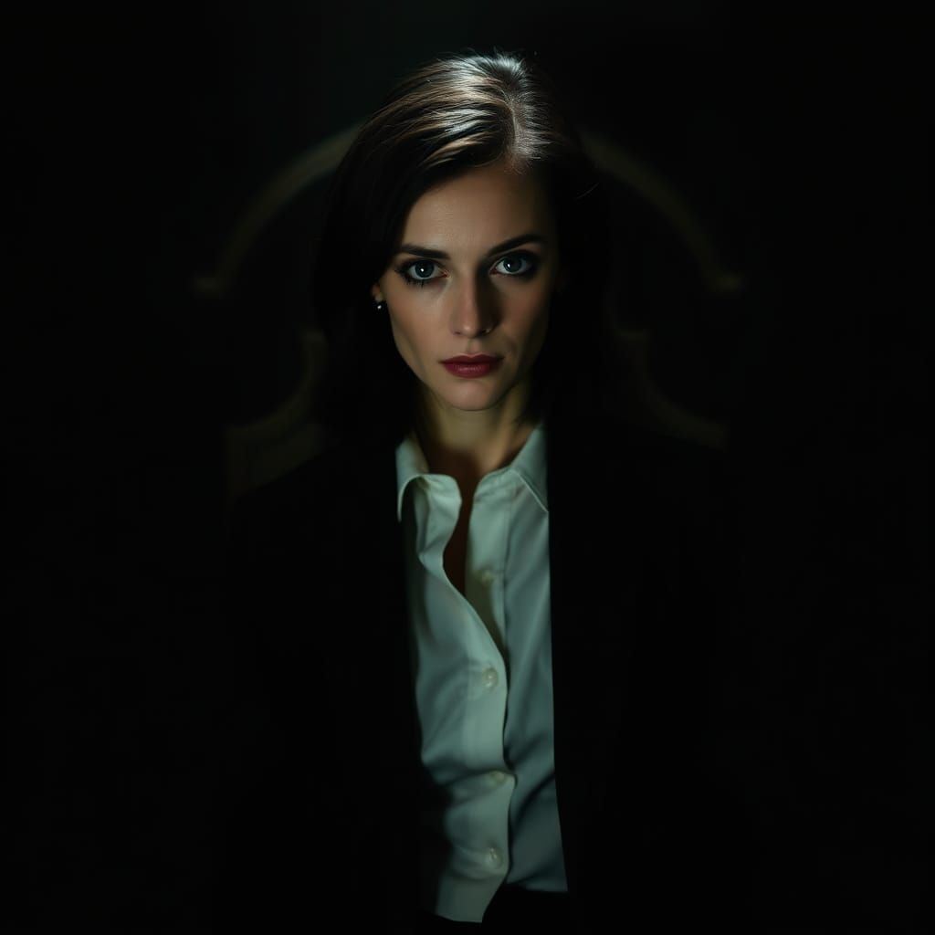 Intense Portrait of Detective Clarice Starling in Noir Style