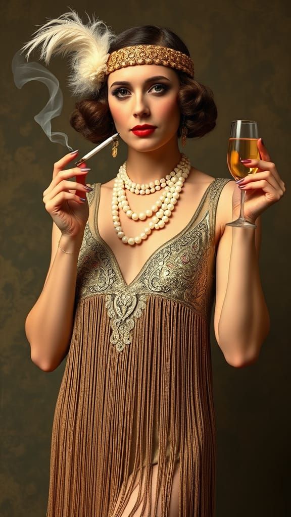 Glamorous Flapper in Art Deco Style