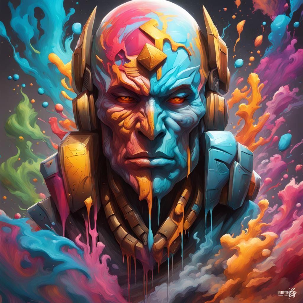 Dynamic 3D Heroes in Graffiti Splash Art Style