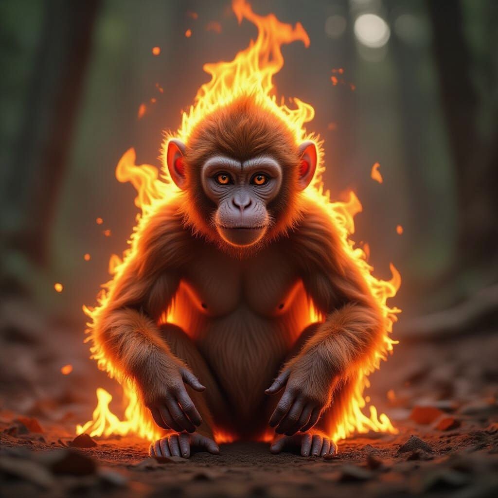 Fiery Monkey: A Creature Forged in Flames