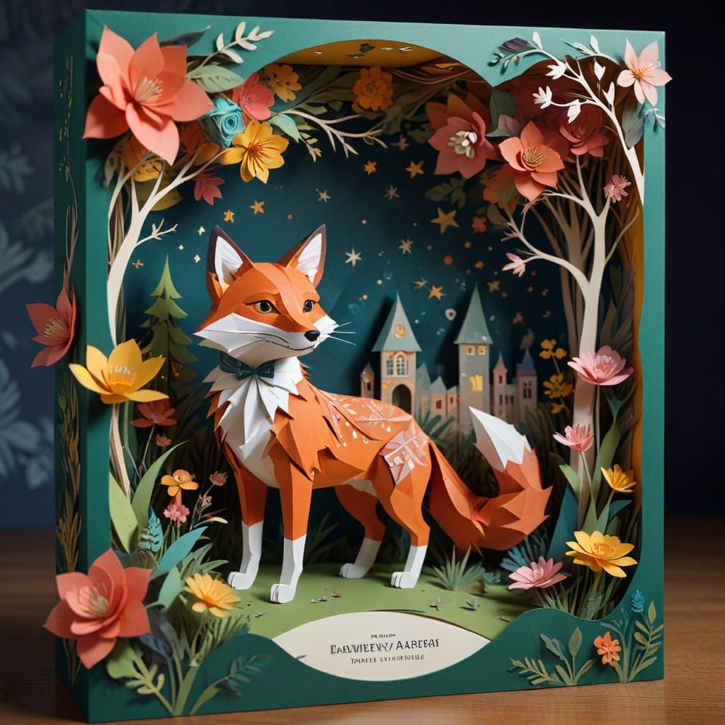 Dreamlike Paper-Cut Diorama with Whimsical Creatures