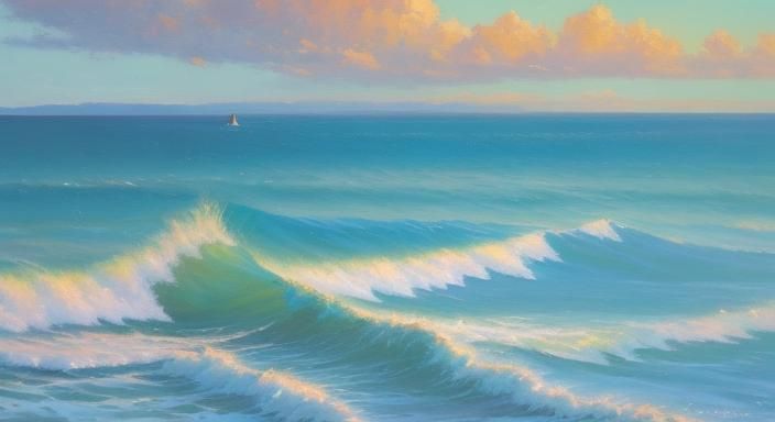 Pastel Sea View as Impasto Oil Painting
