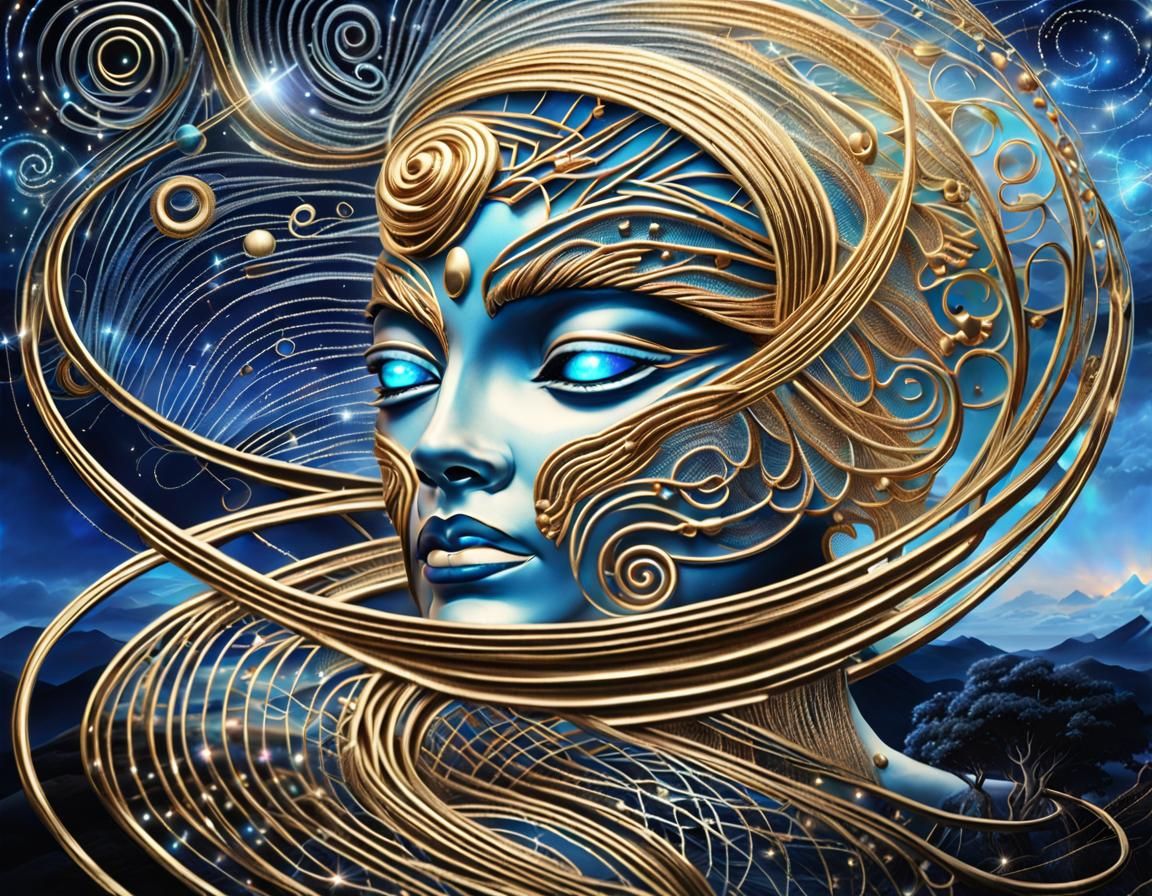 Goddess Sky Overlord of Spiraling Metallic Threads