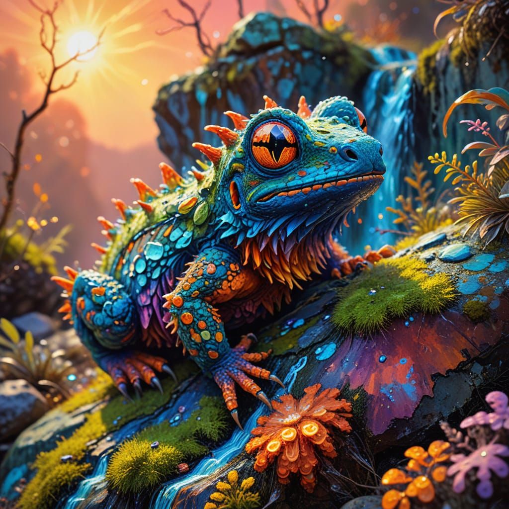 Happy Hydrax Creature in Fauvist Oil Painting