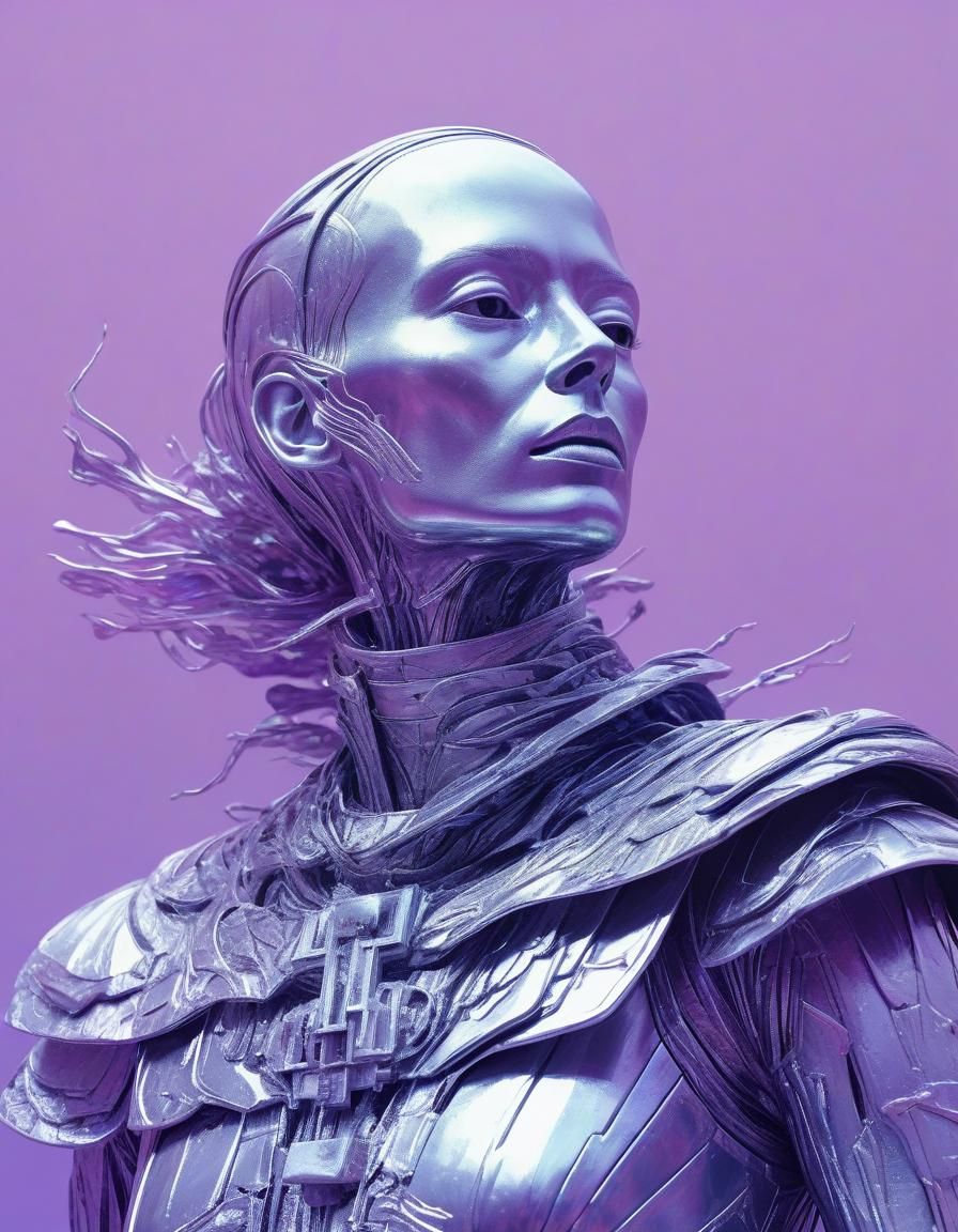 Ethereal Fauvism Art in Silver and Mauve Gradients