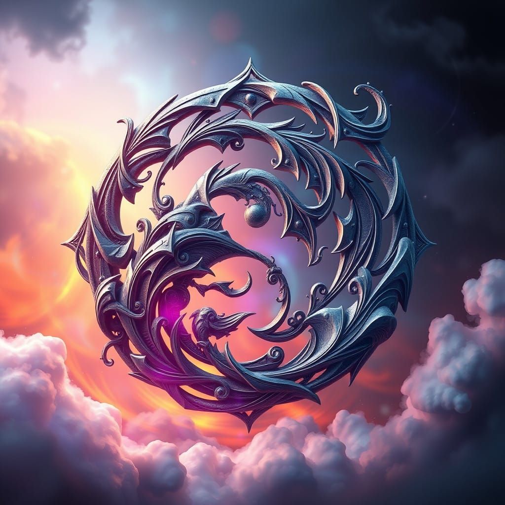 Ethereal Ying and Yang in Dreamlike Fantasy Realm