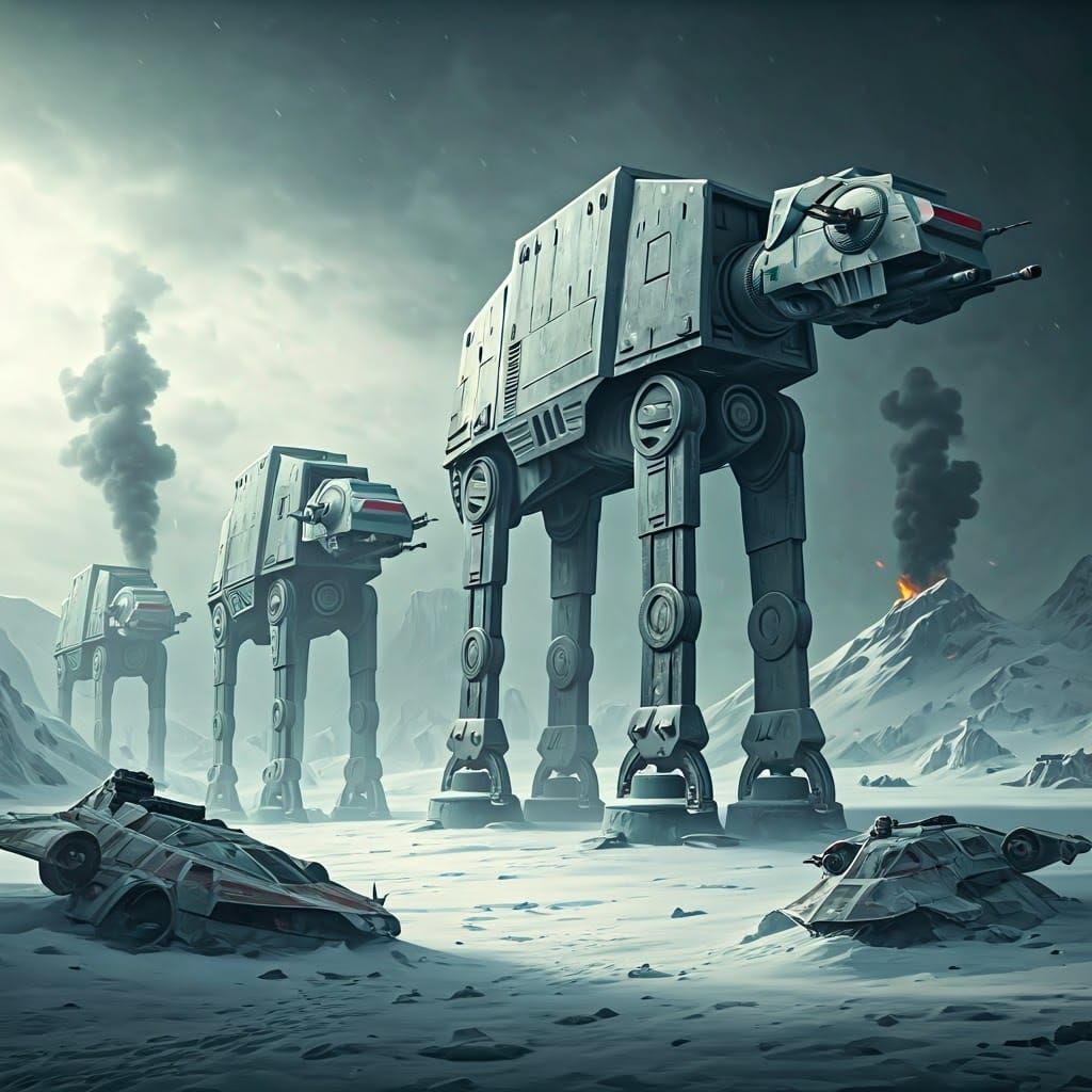Imperial AT-ATs Battle on Hoth in a Hyperrealistic 8K Cinema...