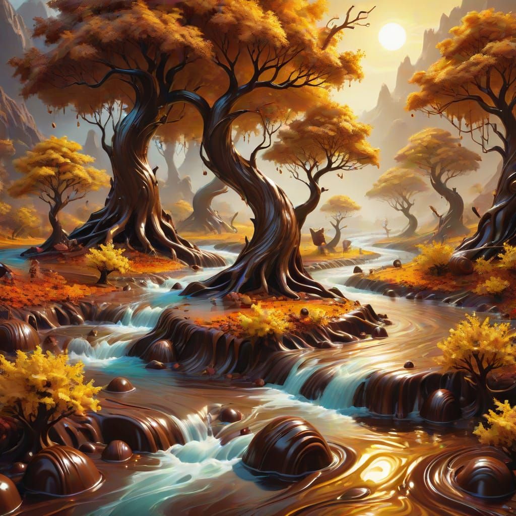 Chocolate Fantasy Landscape in Digital Art Style