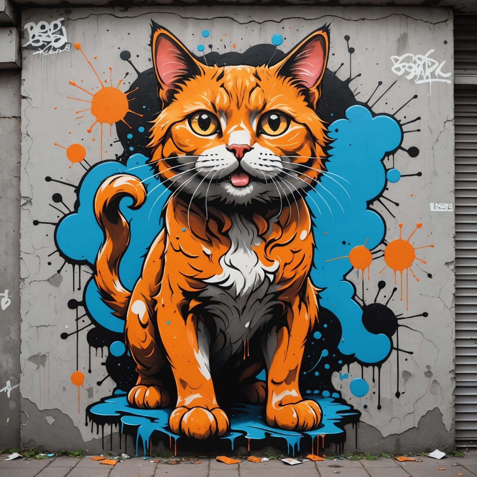 Graffiti Orange Cat 😼🧱