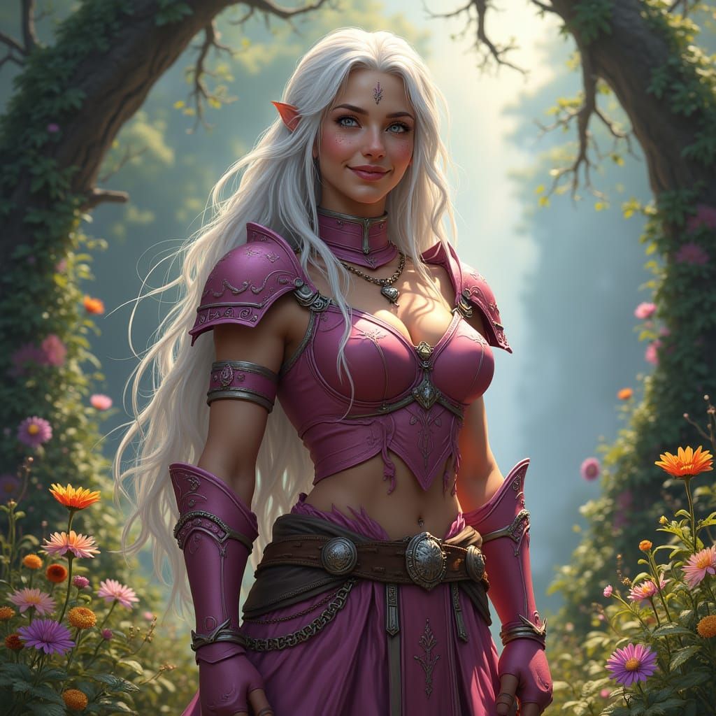 Young Mountain Dwarf Paladin in Vibrant Fantasy Forest