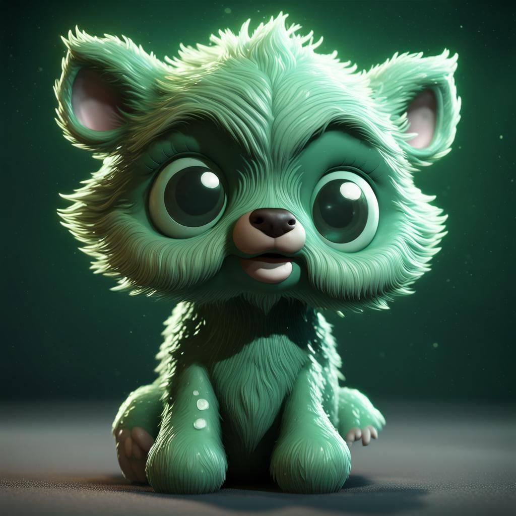 Cute Teen Wolf in Moonlight: 3D Digital Art