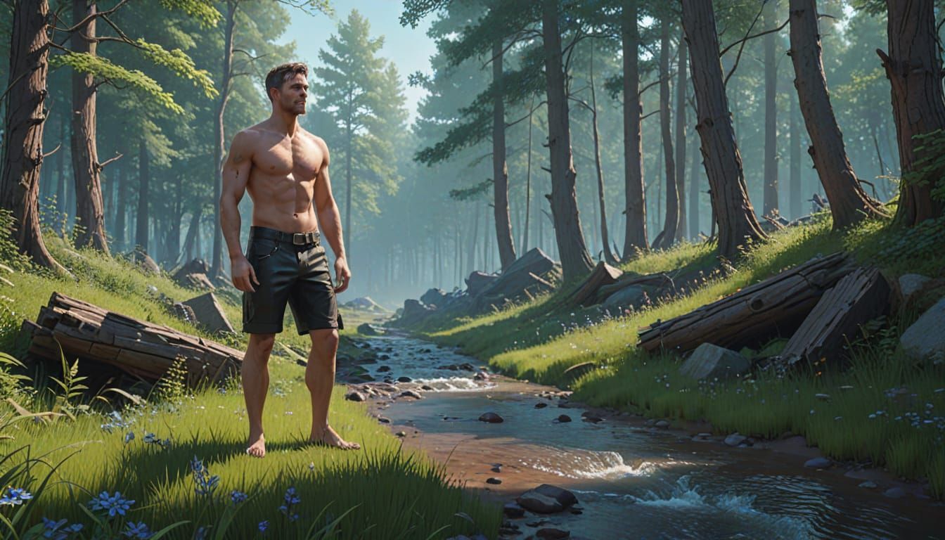 Sun-Kissed Fantasy Hero in Emerald and Sapphire