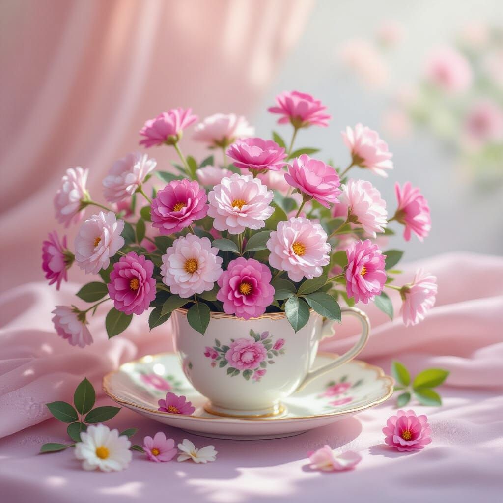 Pink and Lilac Clover Bouquet as Watercolour