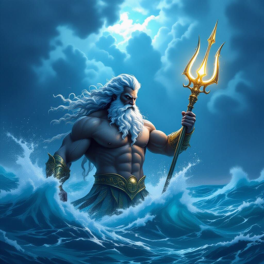 Poseidon Rising: Epic God of the Sea Illustration