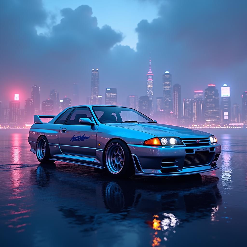 Nissan Skyline R32 in a Neon Cityscape