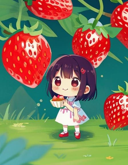 Kawaii Strawberry Illustration