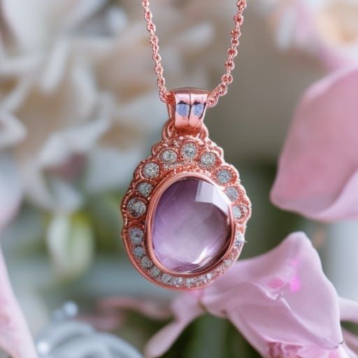 Ethereal rose gold necklace with pink Kunzite gemstone pendant with lilac accents& ethereal vibes& magical vibes& beauti...