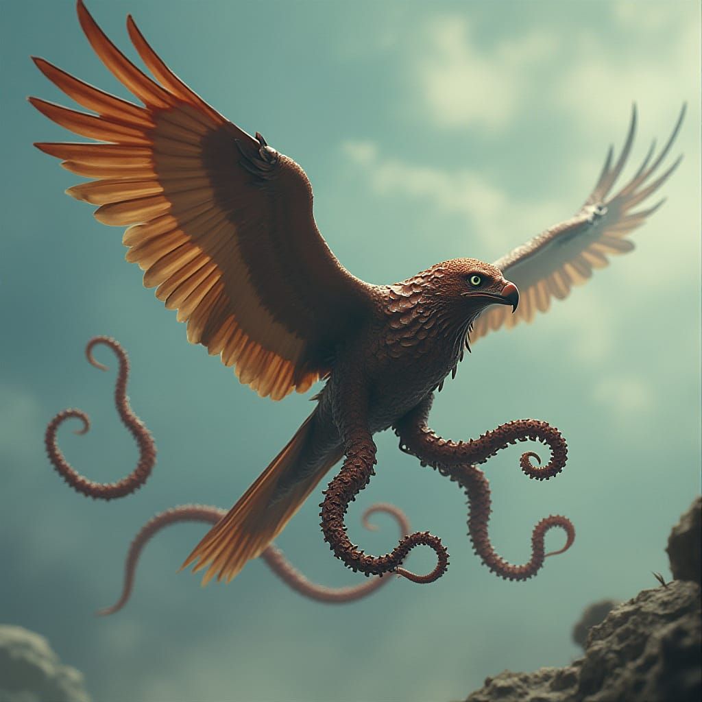 Octopus-Eagle Hybrid Soaring with Tentacle Wings