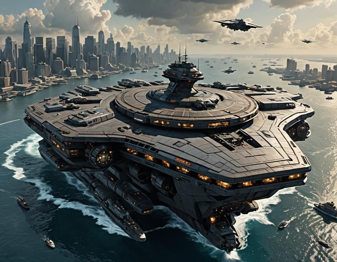 Futuristic Sci-Fi Helicarrier Design