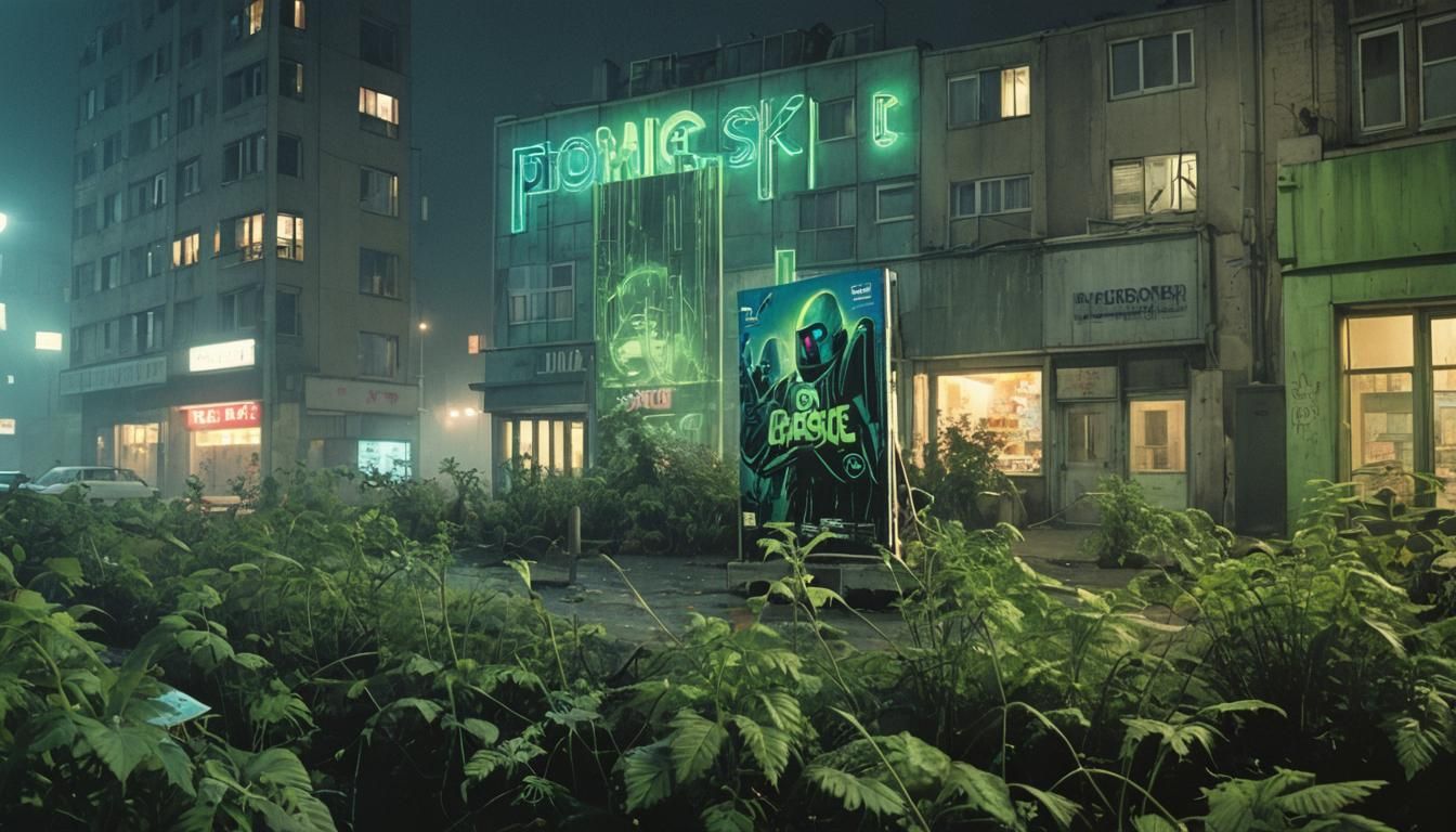 Dystopian City Street Scene in Polish Comic Style