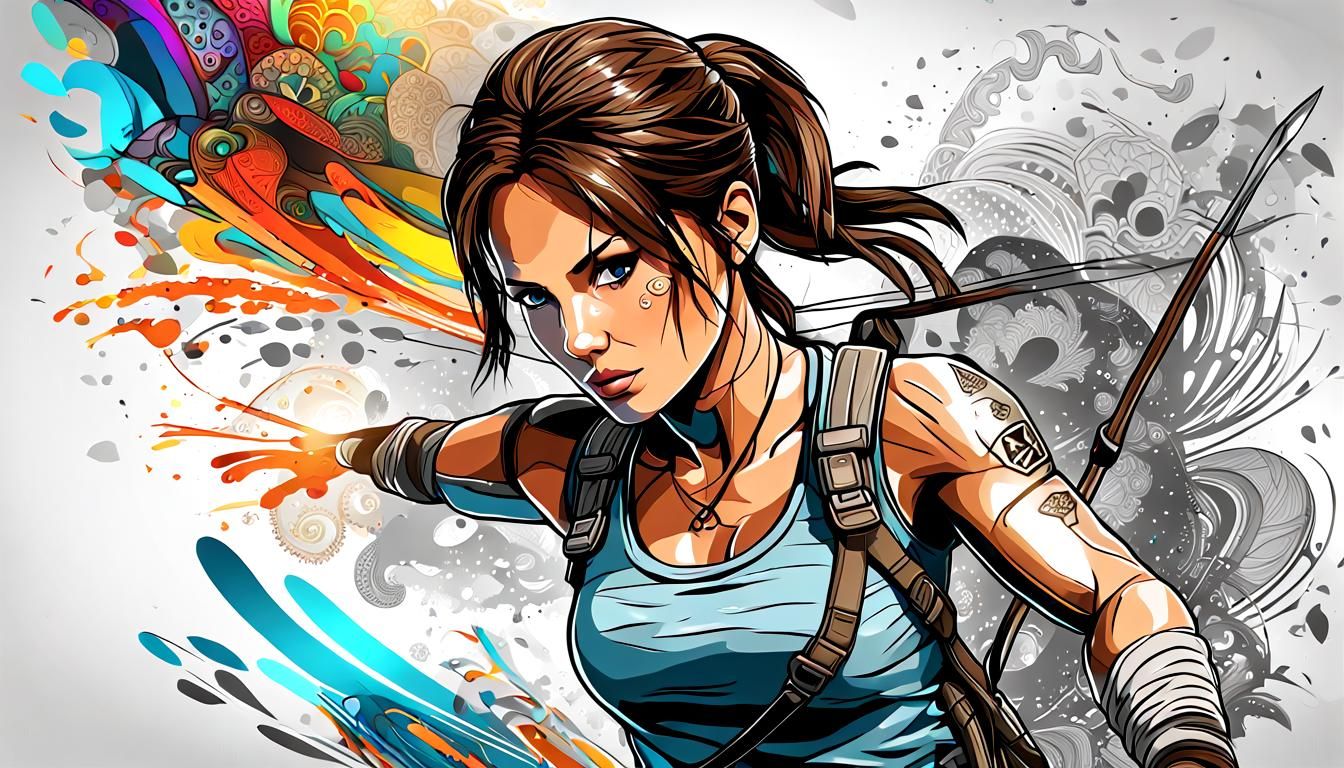 Lara Croft in Abstract Vector Fractal Style