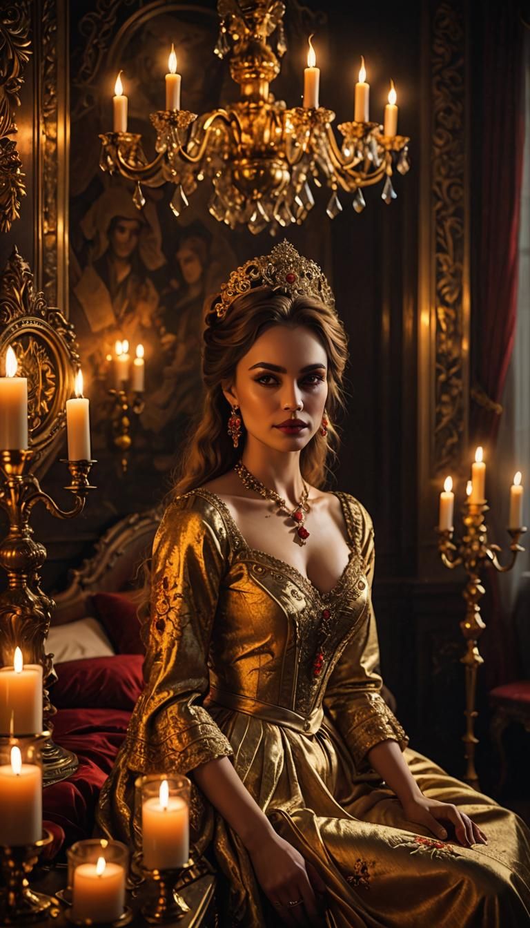 Seductive Russian Lady in Luxurious Bedroom