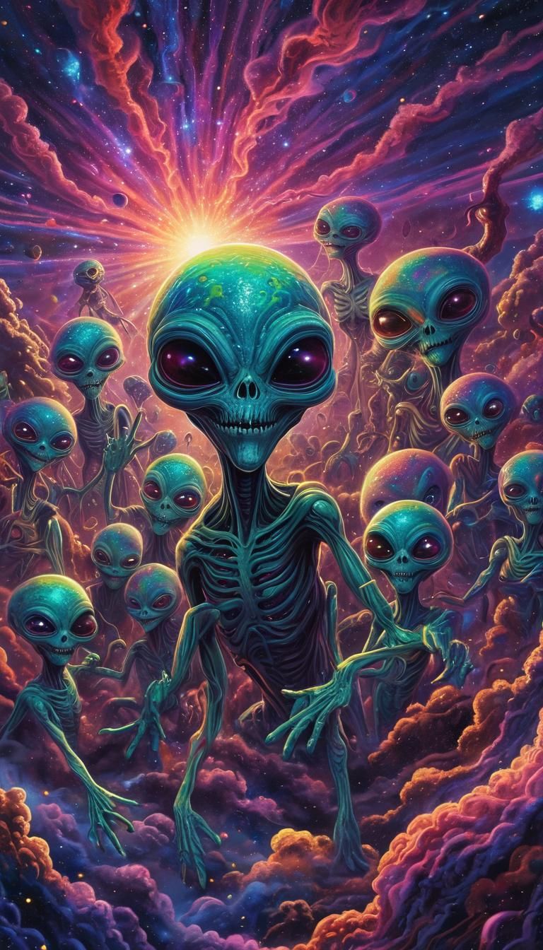 Aliens Take a Selfie in Astral Dreamscape