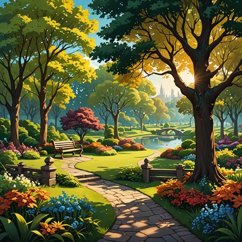 Gorgeous Park Landscape Illustration in Speedpaint Style