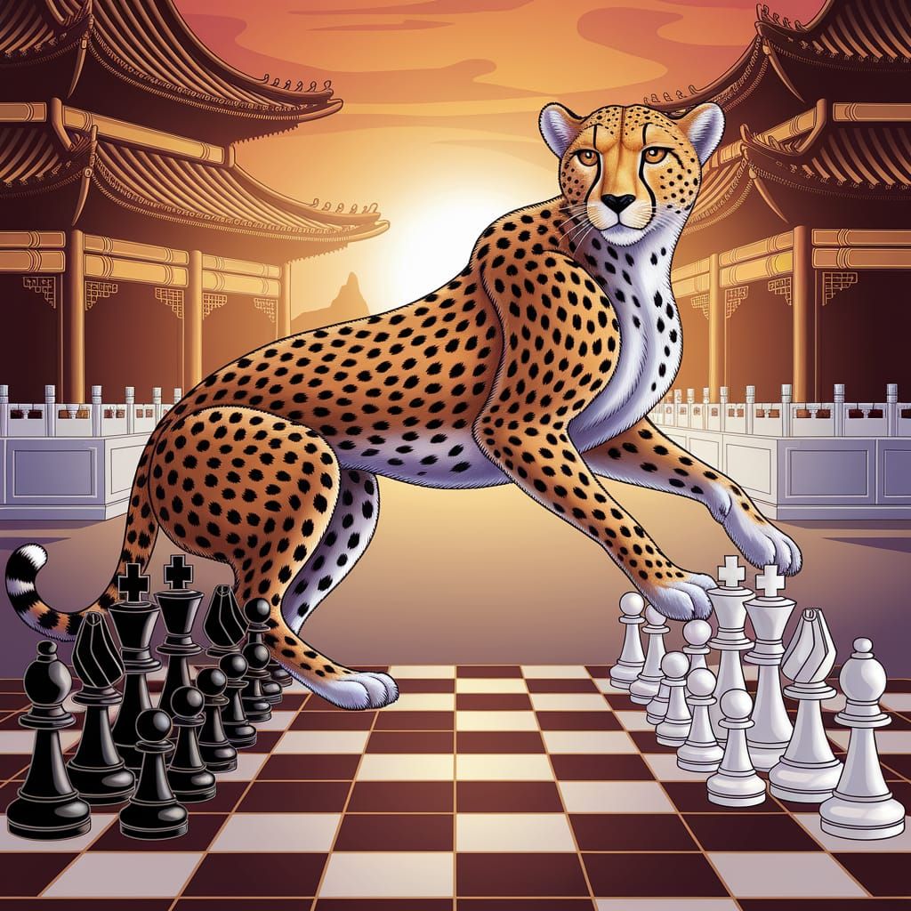 Cheetah Declares Checkmate in China Gouache Style