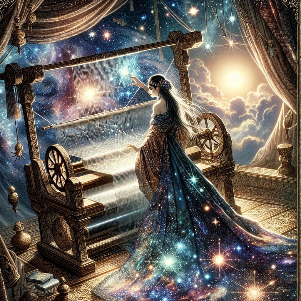 Celestial Weaver Tarot Card as Digital Concept Art