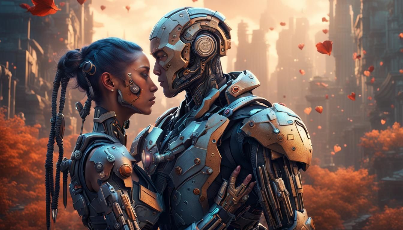 Cyborgs in Love: Detailed Matte Painting