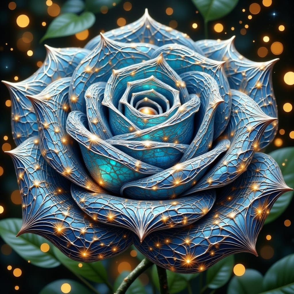 Spider Web Rose With Glowing Strands