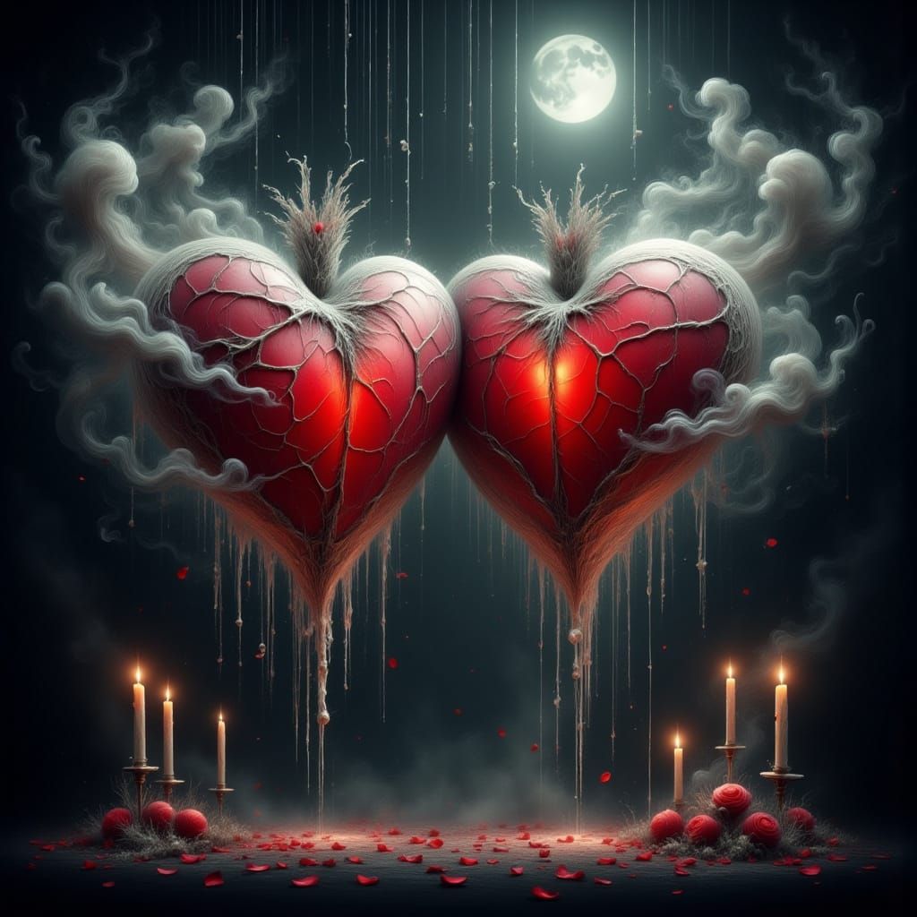 Haunted Hearts in Moonlit Void