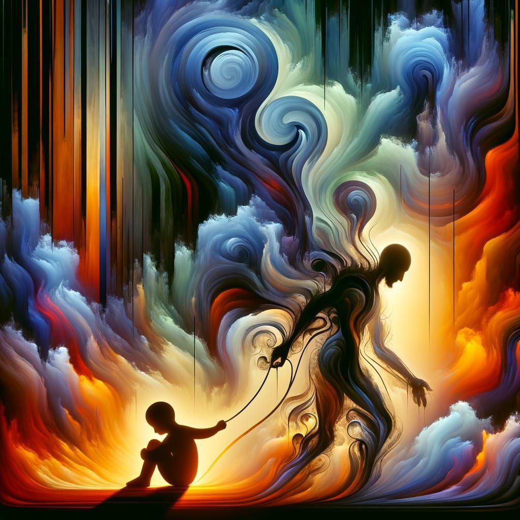 Ethereal Struggle: Addiction's Turmoil in Digital Dreamscape