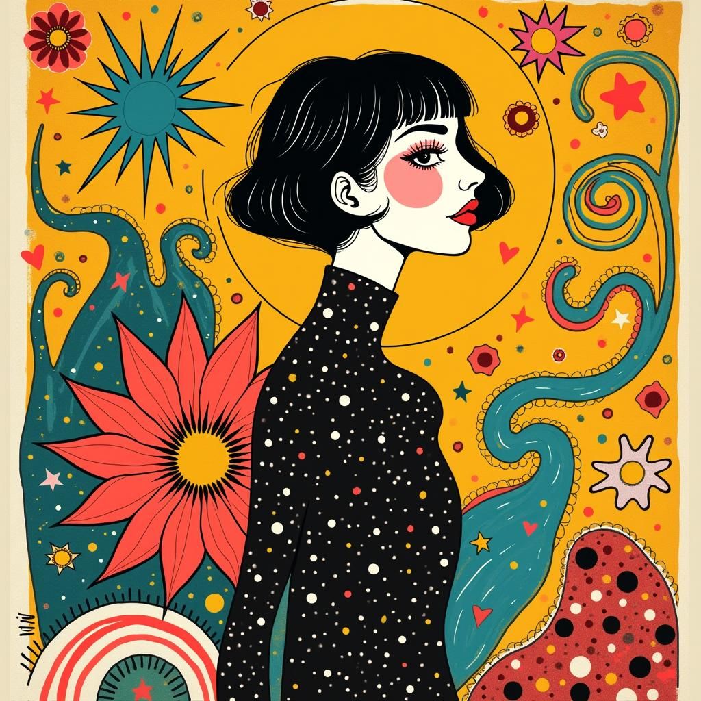 Woman in Bold Graphic Portrait with Pop Art