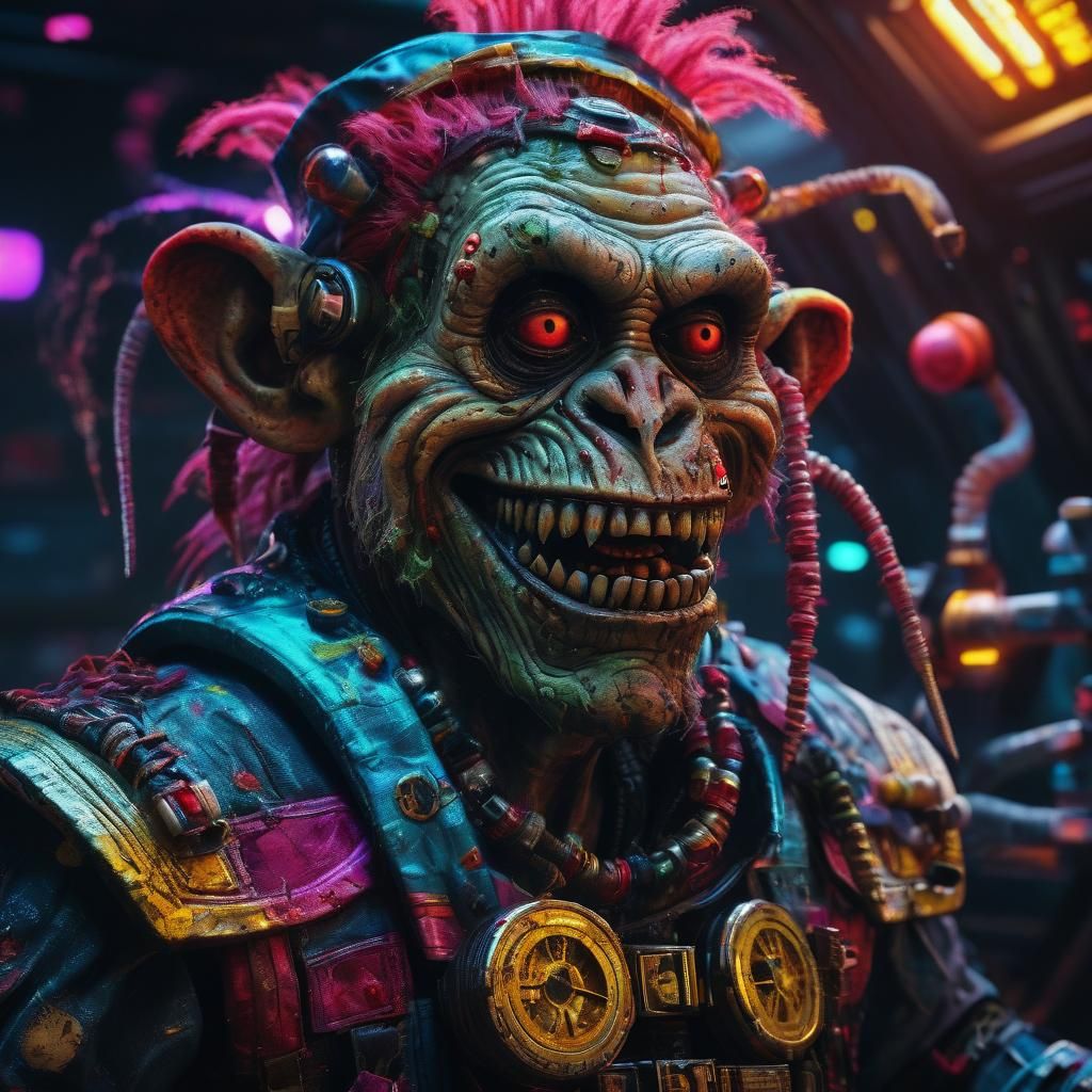 Zombie Monkey Clown Pirate Grin in Space