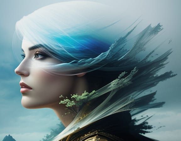 Fantasy Portrait Landscape in Double Exposure