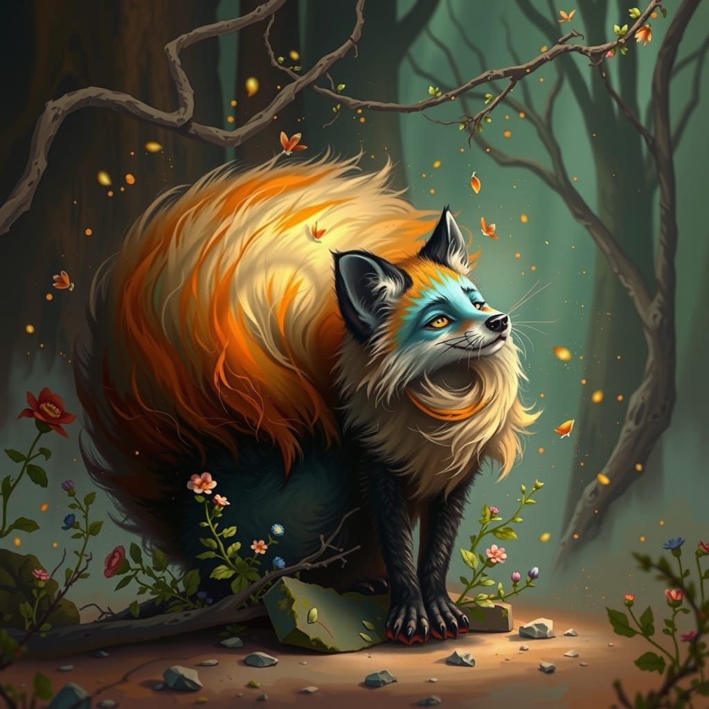 Majestic Fox in Vibrant Forest Wonderland