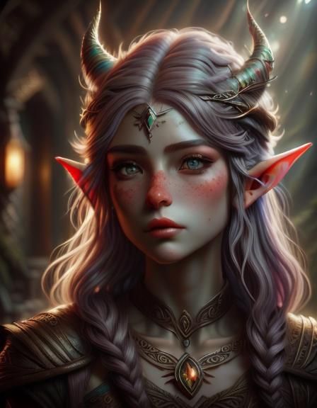 Realistic Elf Portrait in Classical Art Style