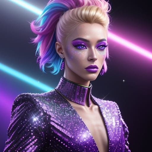 Vibrant, Glittering Portrait of a Confident Gay Man