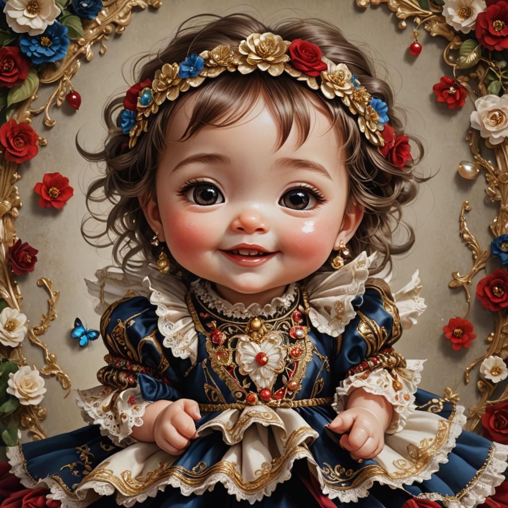 Adorable Chibi Baby Portrait in Hyperrealism Style