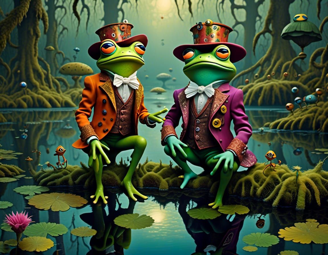 The two Googly eyed gentleman frogs