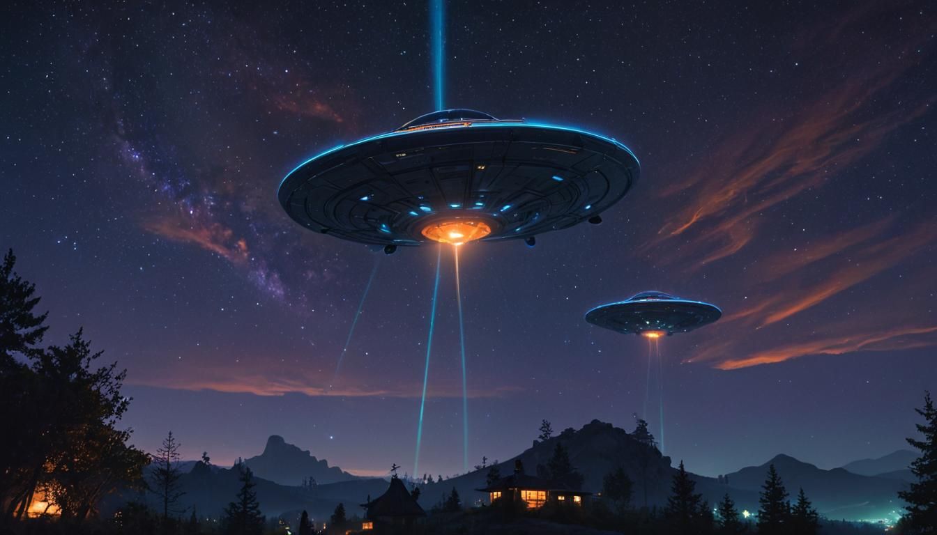 UFOs in Starry Sky: Digital Matte Painting