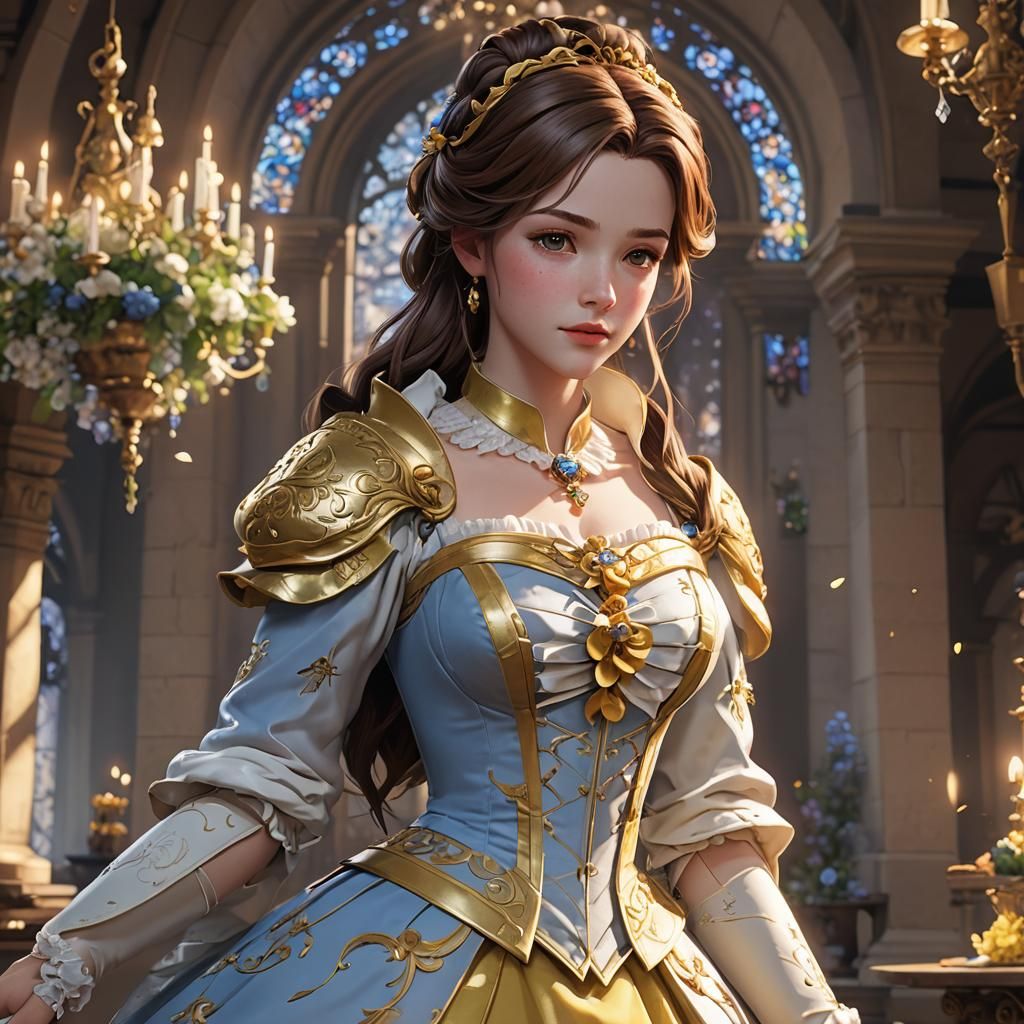 Anime Style 3D Rendering of Belle