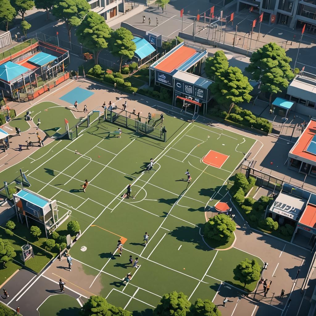 Future Sports Playground in 3D Anime Art